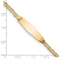 14K Yellow Gold Polished Semi-Solid Chain Solid Plate Anchor Link Soft Diamond Shape 25.5x 7.8mm Plate ID Bracelet, 7" view 3