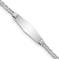 14K White Gold Polished Semi-Solid Chain Solid Plate Anchor Link Soft Diamond Shape 25.5x 7.8mm Plate ID Bracelet, 8" view 1