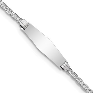 14k White Gold Polished Semi-Solid Chain/Solid Plate Anchor Link Soft Diamond Shape 25.5x7.8mm Plate 7 inch ID Bracelet