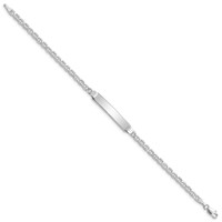 14K White Gold Polished Semi-Solid Chain Solid Plate Anchor Link 26x 5mm Plate ID Bracelet, 7" view 2