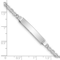 14K White Gold Polished Semi-Solid Chain Solid Plate Anchor Link 26x 5mm Plate ID Bracelet, 7" view 3