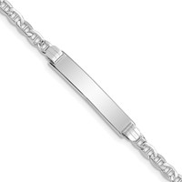 14K White Gold Polished Semi-Solid Chain Solid Plate Anchor Link 26x 5mm Plate ID Bracelet, 7" view 1