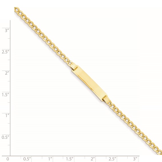 14k Polished Semi-Solid Chain/Solid Plate Cuban Link 25.5x5mm Plate 7 inch ID Bracelet