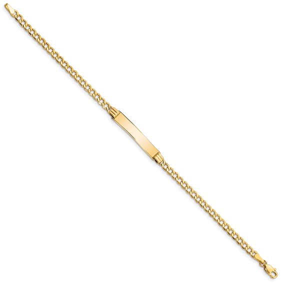 14k Polished Semi-Solid Chain/Solid Plate Cuban Link 25.5x5mm Plate 7 inch ID Bracelet