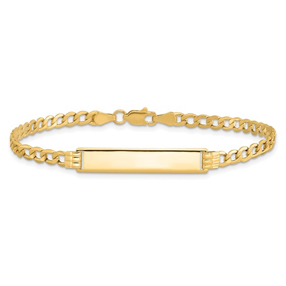 14k Polished Semi-Solid Chain/Solid Plate Cuban Link 25.5x5mm Plate 7 inch ID Bracelet