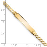 14K Yellow Gold Polished Semi-Solid Chain Solid Plate Cuban Link 25.5x5mm Plate ID Bracelet - 7in view 4