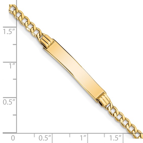 14k Polished Semi-Solid Chain/Solid Plate Cuban Link 25.5x5mm Plate 7 inch ID Bracelet