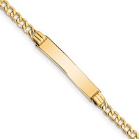 14K Yellow Gold Polished Semi-Solid Chain Solid Plate Cuban Link 25.5x5mm Plate ID Bracelet - 7in view 1