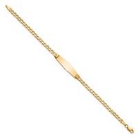 14K Yellow Gold Polished Semi-Solid Chain Solid Plate Cuban Link Soft Diamond Shape 25.5x7.5mm Plate ID Bracelet - 7in view 2