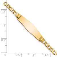 14K Yellow Gold Polished Semi-Solid Chain Solid Plate Cuban Link Soft Diamond Shape 25.5x7.5mm Plate ID Bracelet - 7in view 3