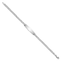 14K White Gold Polished Semi-Solid Chain Solid Plate Cuban Link Soft Diamond Shape 25.5x 7.5mm Plate ID Bracelet, 7" view 2