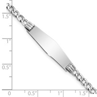 14K White Gold Polished Semi-Solid Chain Solid Plate Cuban Link Soft Diamond Shape 25.5x 7.5mm Plate ID Bracelet, 7" view 3