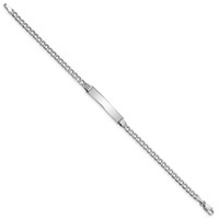 14K White Gold Polished Semi-Solid Chain Solid Plate Cuban Link 26x5mm Plate 7 Inch ID Bracelet view 2