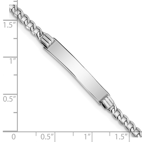 14k White Gold Polished Semi-Solid Chain/Solid Plate Cuban Link 26x5mm Plate 7 inch ID Bracelet