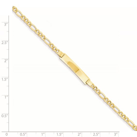 14k Polished Semi-Solid Chain/Solid Plate Figaro Link 25.5x5mm Plate 7 inch ID Bracelet
