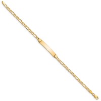 14K Yellow Gold Polished Semi-Solid Chain Solid Plate Figaro Link 25.5x5mm Plate ID Bracelet - 8in view 2