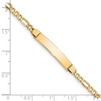 14K Yellow Gold Polished Semi-Solid Chain Solid Plate Figaro Link 25.5x5mm Plate ID Bracelet - 8in view 3