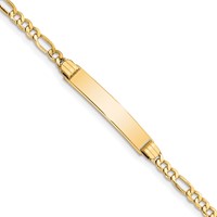 14K Yellow Gold Polished Semi-Solid Chain Solid Plate Figaro Link 25.5x5mm Plate ID Bracelet - 8in view 1