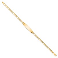 14K Yellow Gold Polished Semi-Solid Chain Solid Plate Figaro Link Soft Diamond Shape 25.5x7.5mm Plate ID Bracelet - 7in view 2