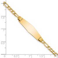14K Yellow Gold Polished Semi-Solid Chain Solid Plate Figaro Link Soft Diamond Shape 25.5x7.5mm Plate ID Bracelet - 7in view 3