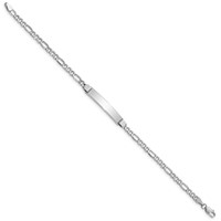 14K White Gold Polished Semi-Solid Chain Solid Plate Figaro Link 26x 5mm Plate ID Bracelet, 8" view 2