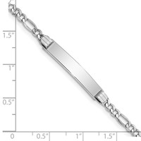 14K White Gold Polished Semi-Solid Chain Solid Plate Figaro Link 26x 5mm Plate ID Bracelet, 8" view 3