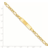 14K Yellow Gold Polished Semi-Solid Chain Solid Plate Figaro Link 33.5x6.5mm Plate ID Bracelet - 7in view 4