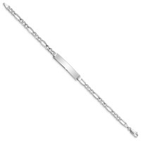 14K White Gold Polished Semi-Solid Chain Solid Plate Figaro Link 33.5x 6.5mm Plate ID Bracelet, 7" view 2