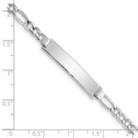 14K White Gold Polished Semi-Solid Chain Solid Plate Figaro Link 33.5x 6.5mm Plate ID Bracelet, 7" view 3