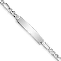 14K White Gold Polished Semi-Solid Chain Solid Plate Figaro Link 33.5x 6.5mm Plate ID Bracelet, 7" view 1