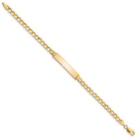 14K Polished Semi-Solid Chain Solid Plate Curb Link 33x6.75mm Plate 7 Inch ID Bracelet view 2