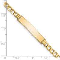 14K Polished Semi-Solid Chain Solid Plate Curb Link 33x6.75mm Plate 7 Inch ID Bracelet view 3