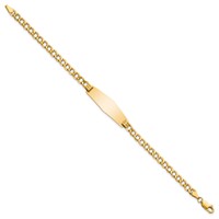 14K Yellow Gold Polished Semi-solid Chain Solid Plate Curb Link Soft Diamond Shape 28x9.5mm Plate ID Bracelet - 7in view 2