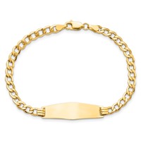 14K Yellow Gold Polished Semi-solid Chain Solid Plate Curb Link Soft Diamond Shape 28x9.5mm Plate ID Bracelet - 7in view 4