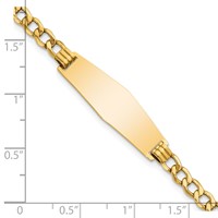 14K Yellow Gold Polished Semi-solid Chain Solid Plate Curb Link Soft Diamond Shape 28x9.5mm Plate ID Bracelet - 7in view 3