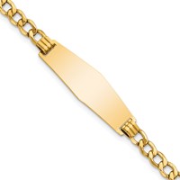 14K Yellow Gold Polished Semi-solid Chain Solid Plate Curb Link Soft Diamond Shape 28x9.5mm Plate ID Bracelet - 7in view 1