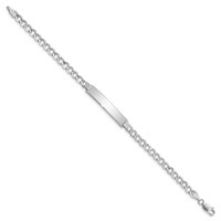 14K White Gold Polished Semi-Solid Chain Solid Plate Curb Link 33x 6.75mm Plate ID Bracelet, 8" view 2