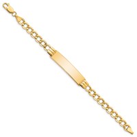 14K Yellow Gold Polished Semi-Solid Chain Solid Plate 5.9mm Curb Link 37.5x9mm Plate ID Bracelet - 7in view 2
