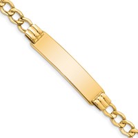 14K Yellow Gold Polished Semi-Solid Chain Solid Plate 5.9mm Curb Link 37.5x9mm Plate ID Bracelet - 7in view 1