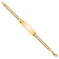 14K Yellow Gold Polished Semi-Solid Chain Solid Plate Curb Link Soft Diamond Shape 39x14mm Plate ID Bracelet - 7in view 2