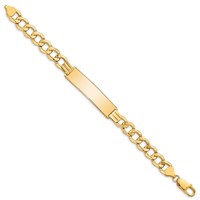 14K Yellow Gold Polished Semi-Solid Chain Solid Plate 9mm Curb Link 37.5x 9mm Plate ID Bracelet, 8" view 2