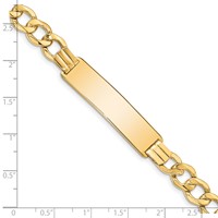 14K Yellow Gold Polished Semi-Solid Chain Solid Plate 9mm Curb Link 37.5x 9mm Plate ID Bracelet, 8" view 3