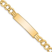 14K Yellow Gold Polished Semi-Solid Chain Solid Plate 9mm Curb Link 37.5x 9mm Plate ID Bracelet, 8" view 1
