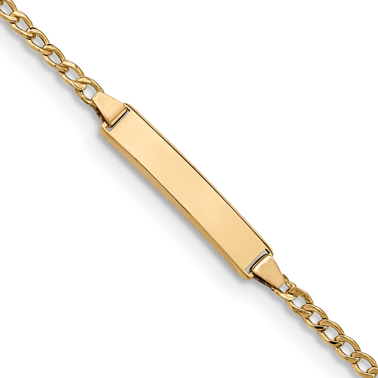 14k Polished Semi-Solid Chain/Solid Plate Cuban Link 20x4.5mm Plate 5.5 inch Baby/Child ID Bracelet (DCID132-5.5)