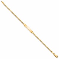 14K Yellow Gold Polished Semi-Solid Chain Solid Plate Cuban Link 20x4.5mm Plate ID Bracelet - 6in view 2