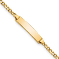 14K Yellow Gold Polished Semi-Solid Chain Solid Plate Cuban Link 20x4.5mm Plate ID Bracelet - 6in view 1