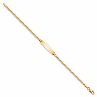 14K Yellow Gold Polished Semi-Solid Chain Solid Plate Cuban Link Soft Diamond Shape 19.5x5.5mm Plate ID Bracelet - 6in view 2
