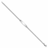 14K White Gold Polished Semi-Solid Chain Solid Plate Cuban Link Soft Diamond Shape 20x5.5mm Plate ID Bracelet - 7in view 2