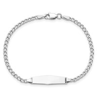 14K White Gold Polished Semi-Solid Chain Solid Plate Cuban Link Soft Diamond Shape 20x5.5mm Plate ID Bracelet - 7in view 4