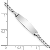 14K White Gold Polished Semi-Solid Chain Solid Plate Cuban Link Soft Diamond Shape 20x5.5mm Plate ID Bracelet - 7in view 3